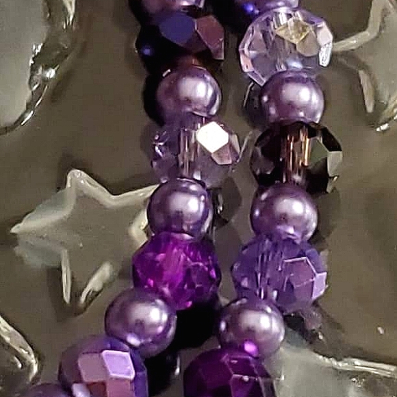 COPY - Handmade by me purple beaded double bracelet. - Picture 2 of 3